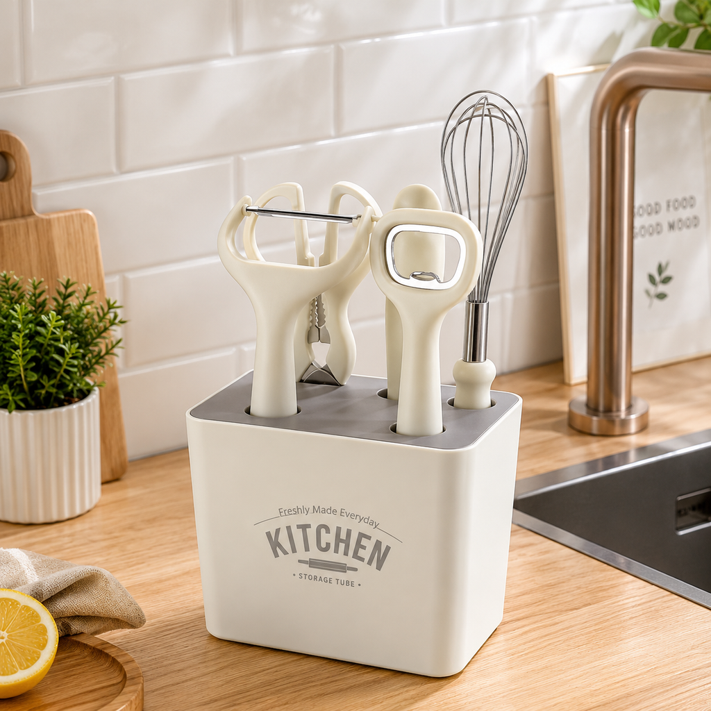 6-Piece Kitchen Gadget Set with Storage Holder