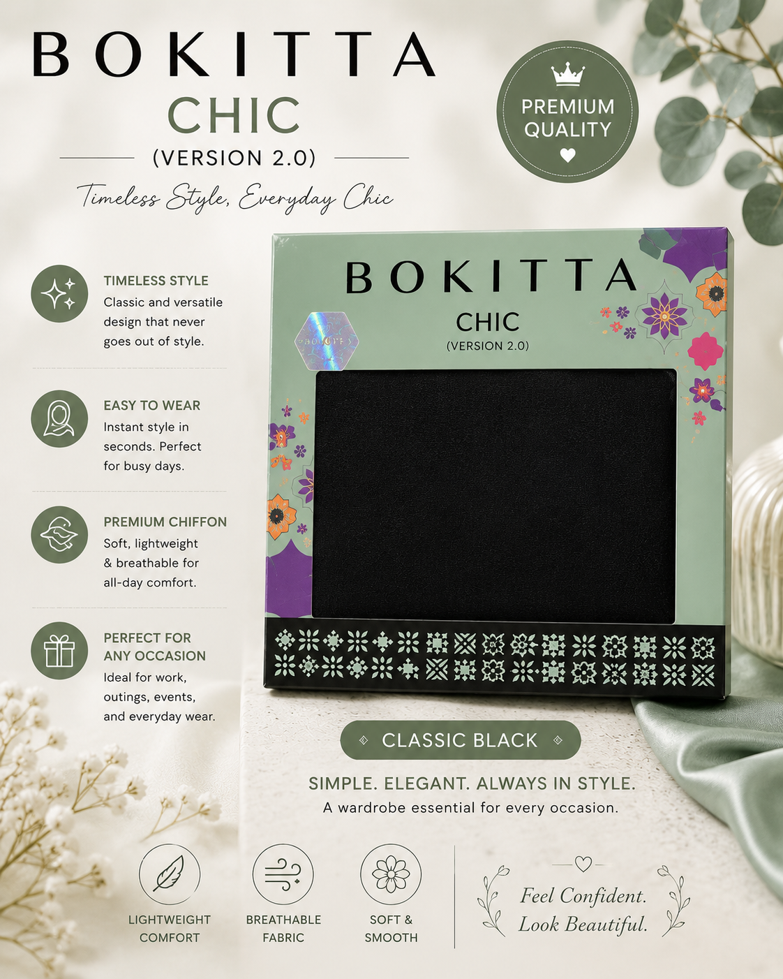 Chic Instant Hijab – Classic Black
